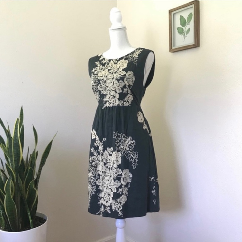 J. Crew Cap Sleeve Embroidered Dress